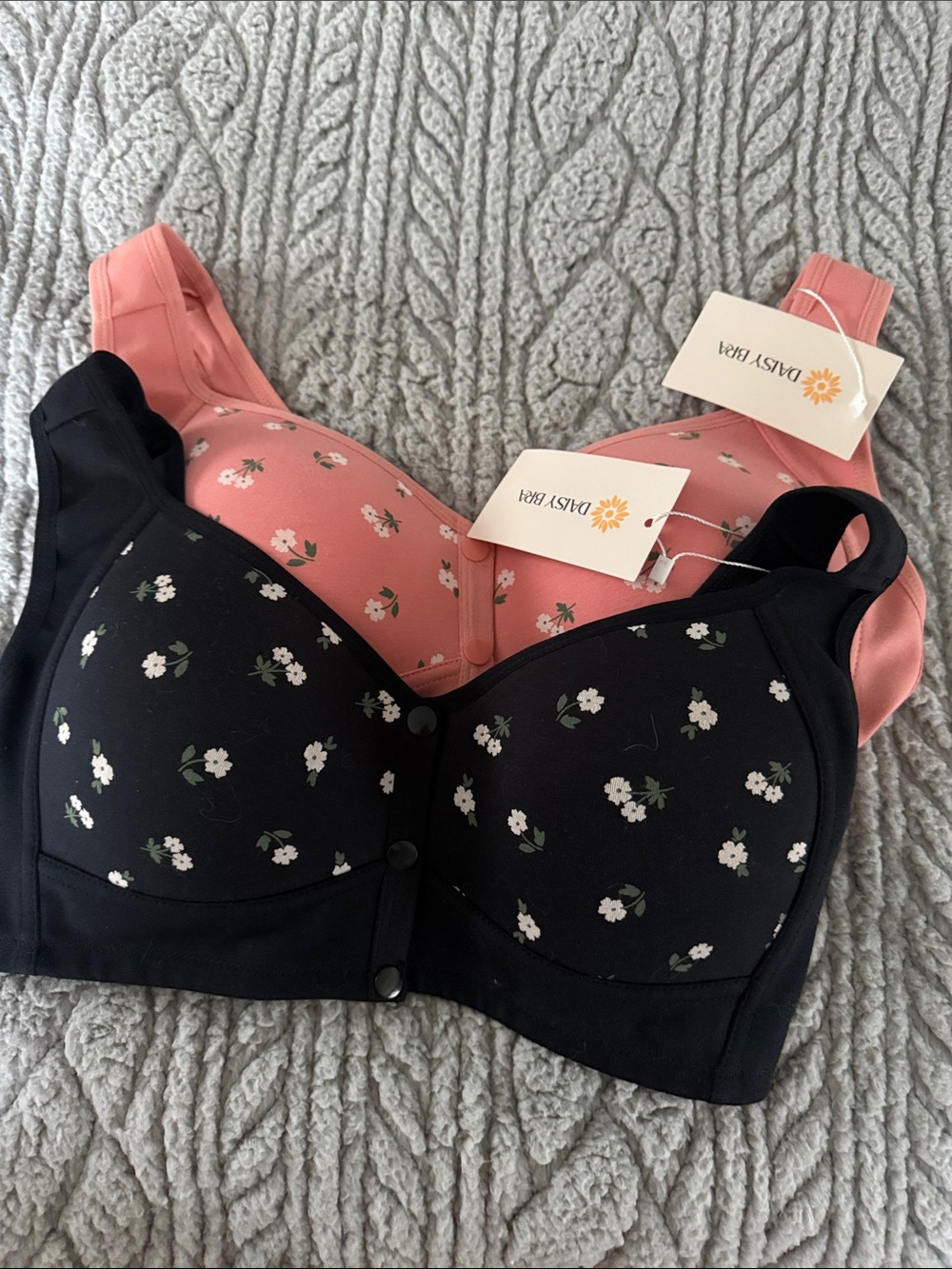 Daisy Front-Closure Floral Bra - Black & Peach NWT